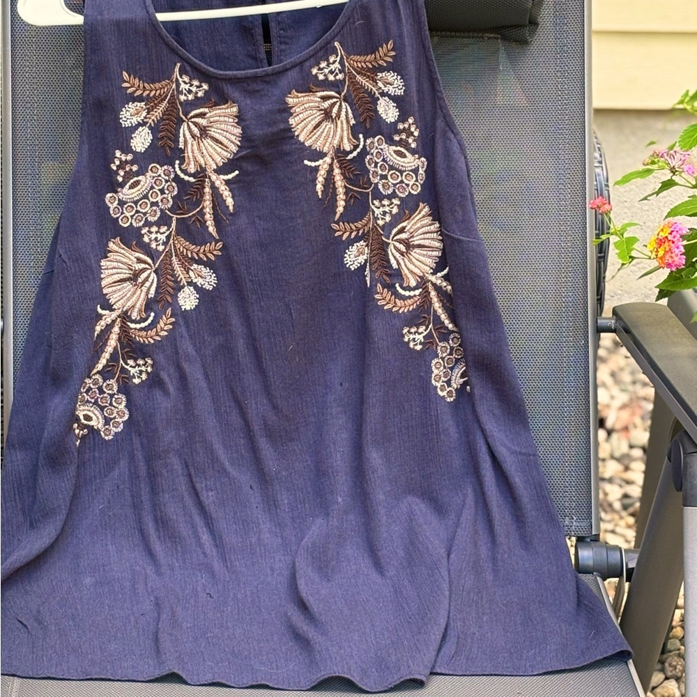 J. Jill Navy Embellished Relaxed Tunic